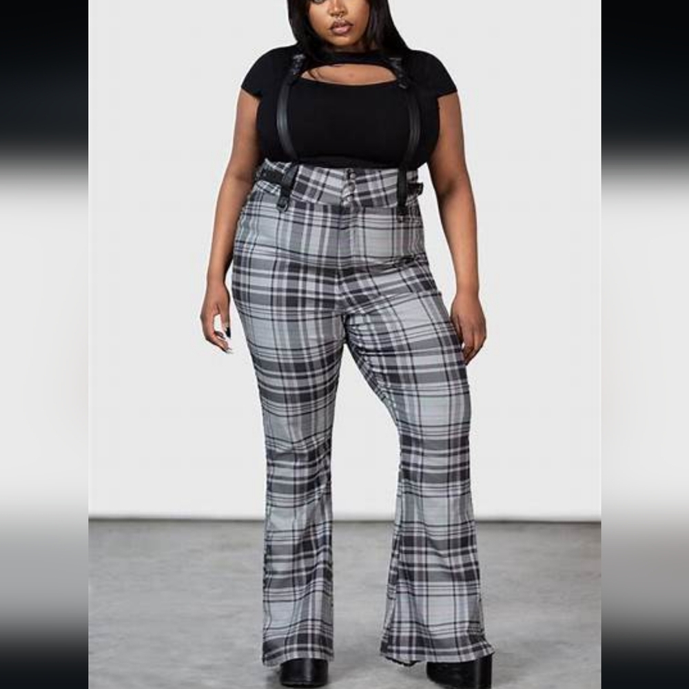 Ki||star Plaid Suspender Trousers Size 4XL or 18/20